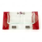 Glass Shabbat Salt Dish with Base of Skeleton Leaves