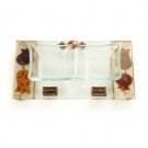 Glass Shabbat Salt Dish with Base of Pomegranates