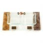 Glass Shabbat Salt Dish with Base of Brown Leaves
