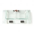 Glass Shabbat Salt Dish with Base of White Flowers