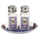 Shabbat Glass Salt and Pepper Shakers with Electric Blue