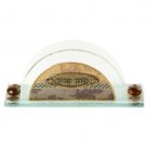 Glass Shabbat Napkin Holder with Oak Leaves