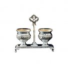 Silver Plated Salt Cellar Set with Double Base and Rug Design