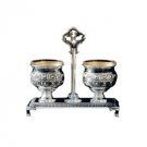 Silver Plated Salt Cellar Set with Double Base and Cubes