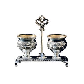 Silver Plated Salt Cellar Set with Double Base and Cubes