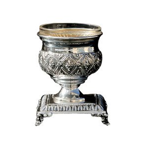 Silver Plated Salt Cellar with Base and Rug Design