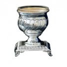 Silver Plated Salt Cellar with Base and Diagonal Stripes