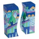 Yair Emanuel Salt and Pepper Shaker in Blue Jerusalem Theme