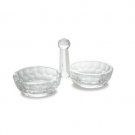 Crystal Salt Dish with Hexagonal Facets and Connected Bowls