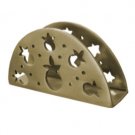 Yair Emanuel Aluminum Semi Circle Napkin Holder with Pomegranate Design in Gold Tones