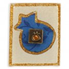 Glass Magnet with Blue Floral Pomegranate and Medallion