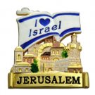 5 Centimeter Metallic Magnet with a Scene of Jerusalem