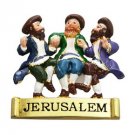 Metalic Magnet with Dancing Haredi Men and Jerusalem