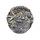 Round Polyresin Magnet with Jerusalem in Russian and Western Wall