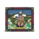 7x6 cm 3D Framed Magnet of Cello Player in Jerusalem in Russian
