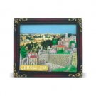9x8 cm polyresin magnet with brown and gold frame