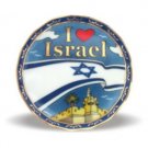 6 cm Ceramic Round Magnet I love Israel with Flag