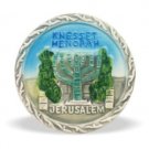 6cm Round Magnet with Knesset Menorah and Jerusalem in Ceramic