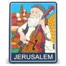 Rubber Magnet of Hassid Playing Cello in Jerusalem