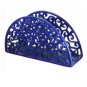 Yair Emanuel Aluminum Semi Circle Napkin Holder with Oriental Design in Blue Tones