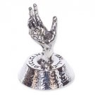 Sterling Silver Hand with Hammered Pattern Base and Hebrew Text