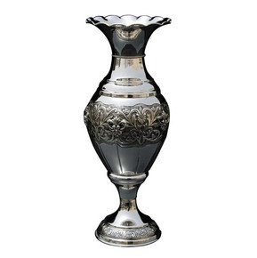 Silver Plated Vase with Leaf Pattern
