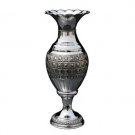 Silver Plated Vase with Rows of Cubes