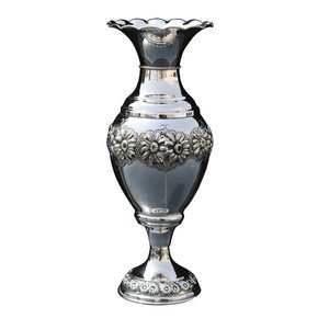 Silver Plated Vase with Flowers