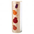 Glass Vase with Pomegranates and Floral Pattern on Silver