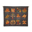 Yair Emanuel Raw Silk Embroidered Wall Decoration with 12 Tribes in Blue