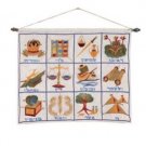 Yair Emanuel Raw Silk Embroidered Wall Decoration with 12 Tribes