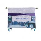 Yair Emanuel Wall Hanging With Jerusalem City Hills Design In Blue