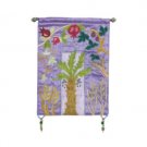 Yair Emanuel Raw Silk Embroidered Wall Decoration with Seven Species in Purple