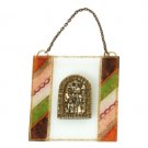 Glass Wall Hanging with Multicolored Stripes and Jerusalem