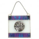 Glass Wall Hanging with Electric Blue and Jerusalem