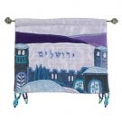 Yair Emanuel Wall Hanging With Jerusalem City & City Rooftops Design in Blue Backdrop