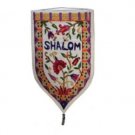 Yair Emanuel Shield Tapestry with Shalom in English (Large/ White)