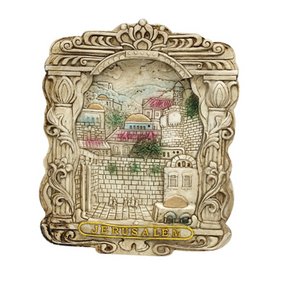 Antique Plate in Column Frame with Jerusalem