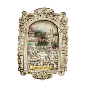 Antique Plate in Window Shape with Jerusalem