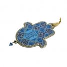 Pewter Hamsa with Diamond Pattern in Blue