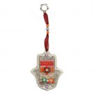 Pewter Decorated Hamsa in Red