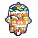 Yair Emanuel Jerusalem Design Painted Woodcut Hamsa Hand
