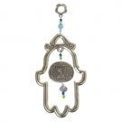 Small Pewter Hollow Hamsa with Menorah Depiction