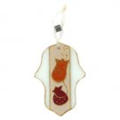 Small Glass Hamsa with Pomegranates