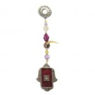 Metal Hamsa with Shma Israel in Fuchsia