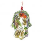 Glass Hamsa with the Species of Israel by Yair Emanuel