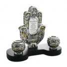 15 Centimeter Silver Plated Hamsa with Candlestick Holders