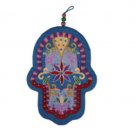 Yair Emanuel Large Embroidered Hamsa with Crystals - Oriental - Blue
