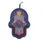 Yair Emanuel Large Embroidered Hamsa with Crystals - Oriental - Blue