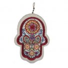 Yair Emanuel Embroidered Large Hamsa with Crystals - Oriental - White